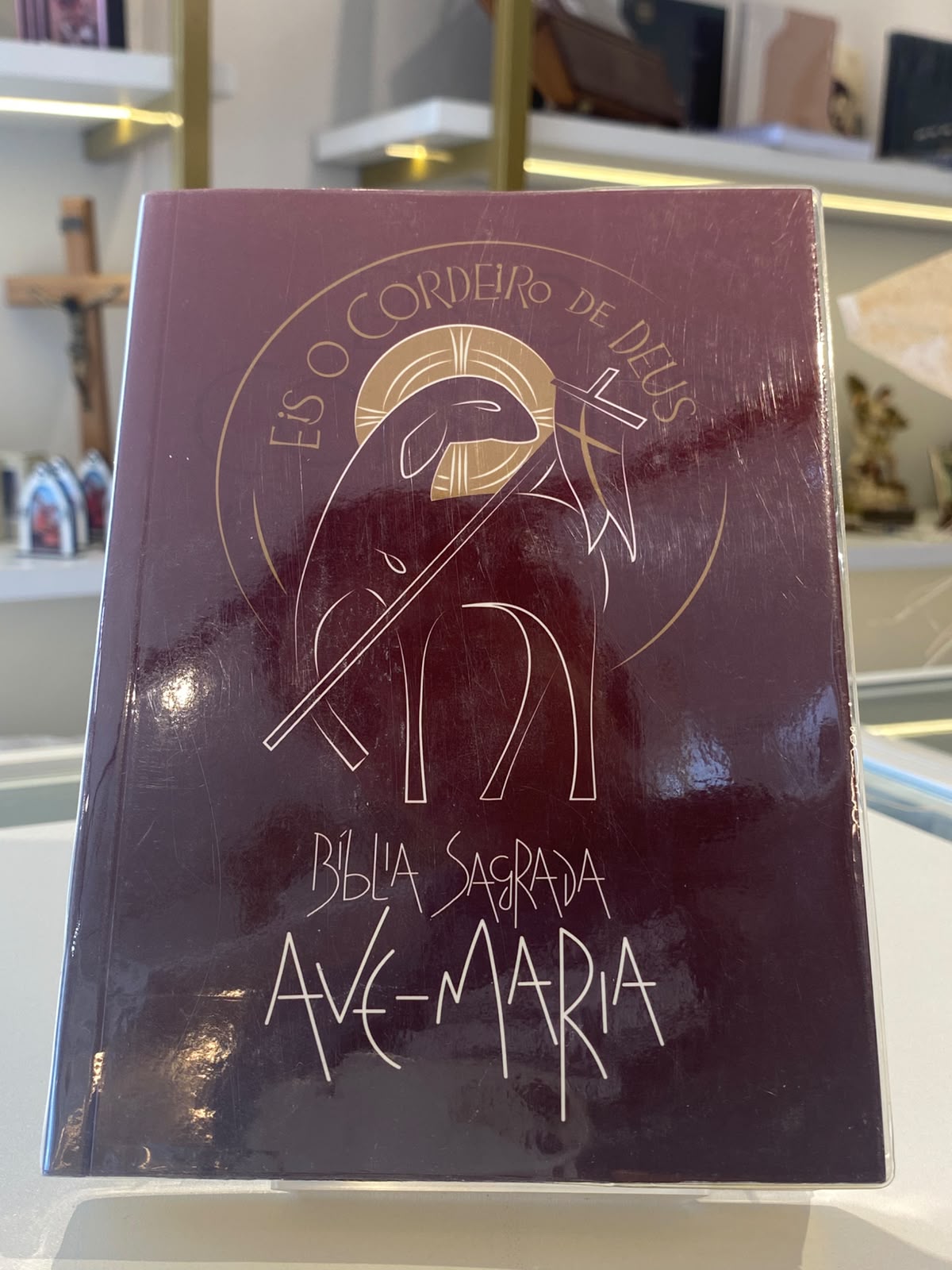BIBLIA AVE MARIA CAPA CORDEIRO VINHO