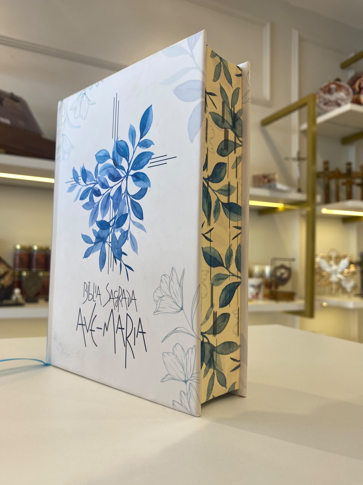 BIBLIA AVE MARIA CAPA FLORES AZUL