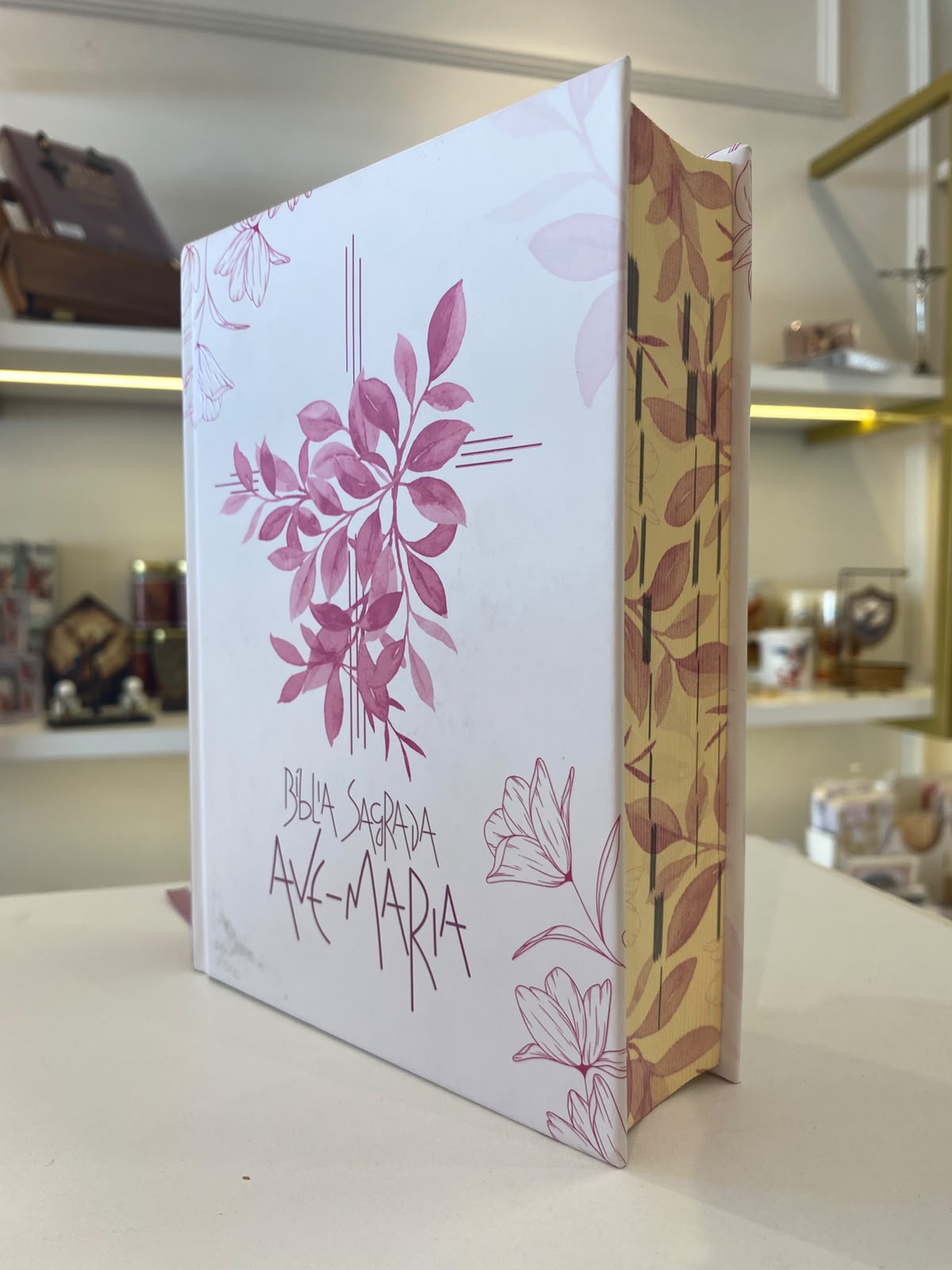 BIBLIA AVE MARIA CAPA FLORES ROSA